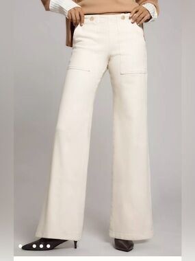 Pilcro The Kit High-Rise Wide-Leg Utility Trouser Jeans by Pilcro Cream 30
